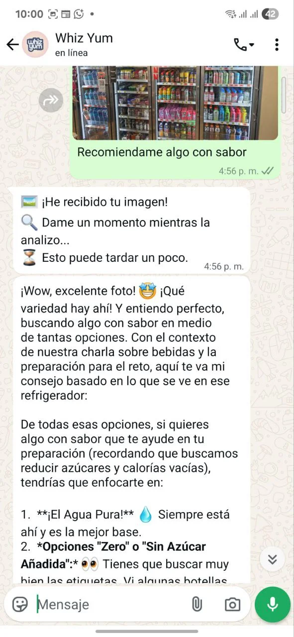 App Whiz Yum en acción